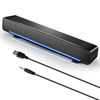 Picture of Computer Speakers, PHISSION USB Powered Wired Sound Bar Dual Speakers with LED Light for Computer Smartphone Desktop Laptop PC, TV, Aux Input Black