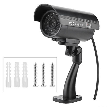 Picture of Hilitand Waterproof Dummy Security Camera,Bullet Fake CCTV Surveillance System with Flashing LED Light,Indoor/Outdoor Use, Powered by 2 AAA Batteries, for Homes & Business
