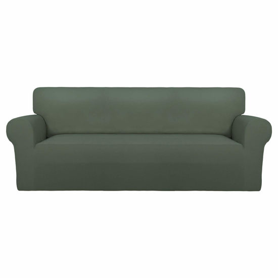 Picture of PureFit Super Stretch Chair Sofa Slipcover - Spandex Non Slip Soft Couch Sofa Cover, Washable Furniture Protector with Non Skid Foam and Elastic Bottom for Kids, Pets （Oversized Sofa，Grayish Green）