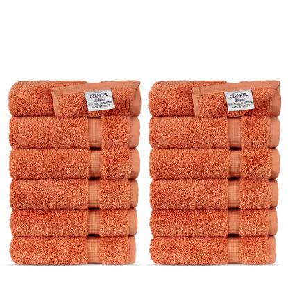 Picture of Chakir Turkish Linens |Hotel & Spa Quality 100% Cotton Premium Turkish Towels |Soft & Absorbent (12-Piece Washcloths, Coral)