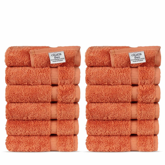 Chakir Turkish Linens | Hotel & Spa Quality 100% Cotton Premium Turkish Towels | Soft & Absorbent (12-Piece Washcloths, Coral)