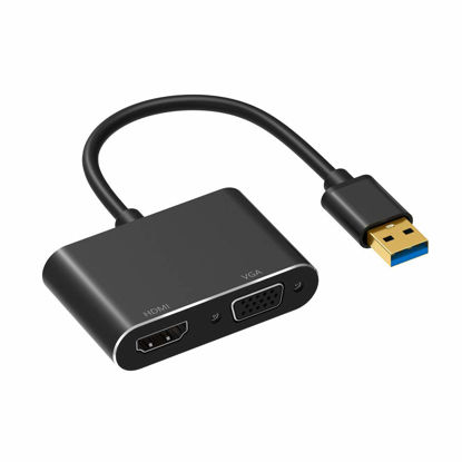 Picture of USB 3.0 to HDMI VGA Adapter, SZYCD USB to VGA HDMI Adaptor, HD 1080P Converter Cable for Windows 7/8/10 Computers Laptop,Support Mac OS High Sierra, Not Support Linux,Chrome OS