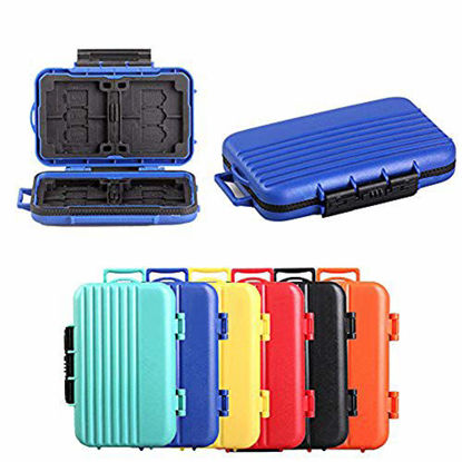 Picture of Memory Card Cases, HelloPower SD SDHC SDXC CF TF Memory Card Case Holder Waterproof Carrying Storage Case Holder Box Keeper for Computer Camera Media Storage Organization with 24 Slots (Blue)