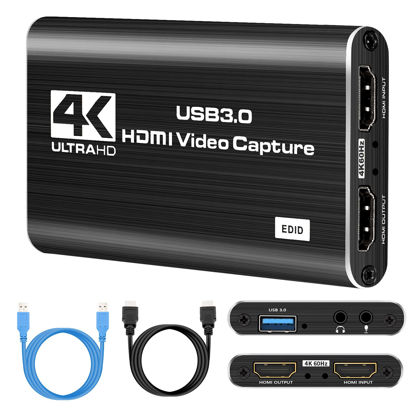 Picture of 4K Capture Card, Game Capture Card for Nintendo Switch,1080P HDMI Video Capture Card USB 3.0 60FPS Video Capture Device for Streaming, Video Recording, Gaming Capture Work with PS4/PS5/PC/OBS/DSLR