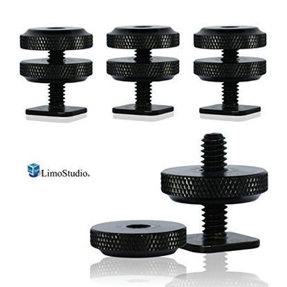 Picture of LimoStudio [4 pcs] Mini Black Double Screw 1/4" Flash Hot Shoe Mounting Adapter Holder, Double Nuts to Tripod Screw Converter for DSLR Camera Monitor LED Video Light, AGG2468