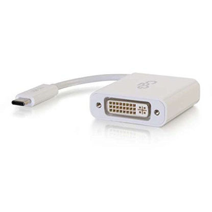 Picture of C2G USB Adapter, USB C to DVI D Video Adapter Converter, White, Cables to Go 29484