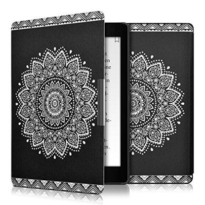 Picture of kwmobile Case for Kobo Aura ONE - Book Style PU Leather Protective e-Reader Cover Folio Case - White Black