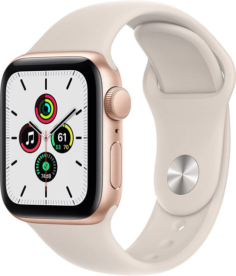 Picture of Apple Watch SE (GPS, 40mm) - Gold Aluminium Case with Starlight Sport Band - Regular (Renewed)