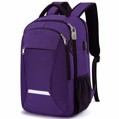 Picture of Backpack for Women, Durable Lightweight Anti Theft Travel Laptop Backpack 15.6 Inch with USB Port/Earphone Port, Large Capacity School Backpack for Girls College Student Book Bag, Purple