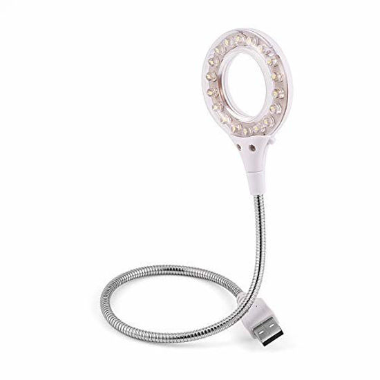 Picture of Mini USB LED Light Lamp, 18 LED USB Book Clamp, Flexible Gooseneck Reading Light, Portable USB Powered LED Light for Laptop Computer Keyboard(White)