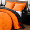 Picture of downluxe Lightweight Solid Comforter Set (Twin) with 1 Pillow Sham - 2-Piece Set - Orange and Black - Down Alternative Reversible Comforter