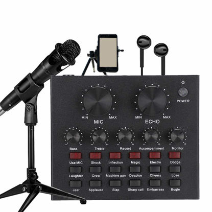 Picture of Live Sound Card, Audio External Headphones Microphone Live Transmission Sound Card for Mobile Phone Computer Support Mobile Phones, Computers, Tablets, etc