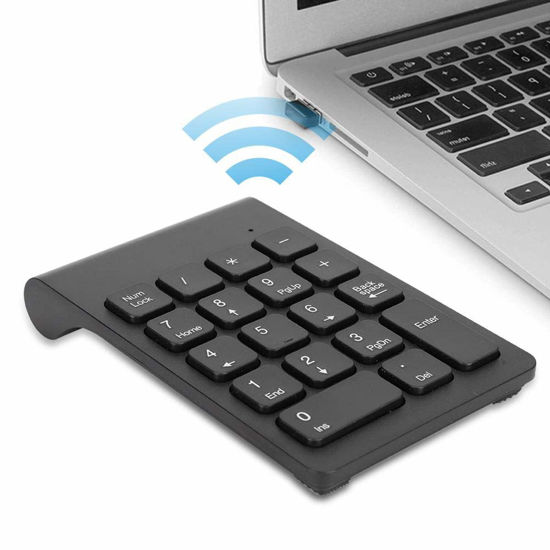 Picture of Richer-R USB Numeric Keypad, Mini Keyboard Wireless Numeric Keypad 2.4G USB Ergonomic Lightweight PC Computer Accessory, for Laptop Desktop Computer PC, Full Size 18 Key(Black)