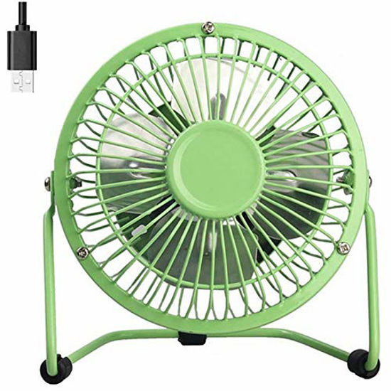 Picture of USB Fan 4 Inch Mini USB Desk Table Fan Personal Portable Desktop Cooling Fan Powered by USB PC Netbook for Camping Home Office Outdoor Travel, Strong Wind, Green