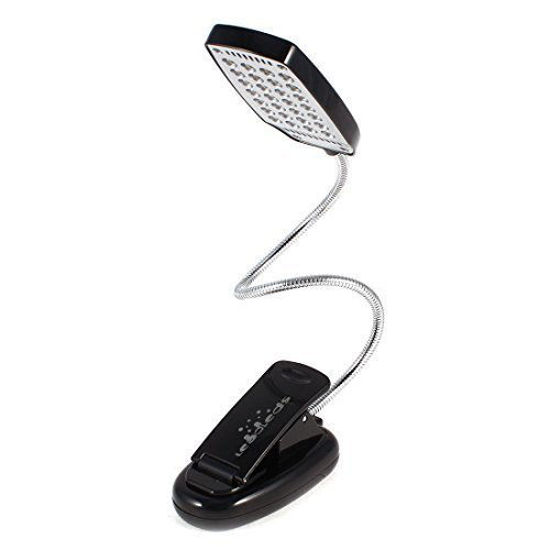 Picture of Leadleds Clip Light Battery Operated, 28 LED USB Reading Light Portable for Bed, Piano, Music (Black)