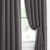 Picture of NICETOWN Pompoms Blackout Curtains Panels for Small Window, Energy Efficient Thermal Insulated Rod Pocket Cute Room Darkening Drapes for Nursery Kids Child Room (2 Panels, W42 x L63 inches, Grey)