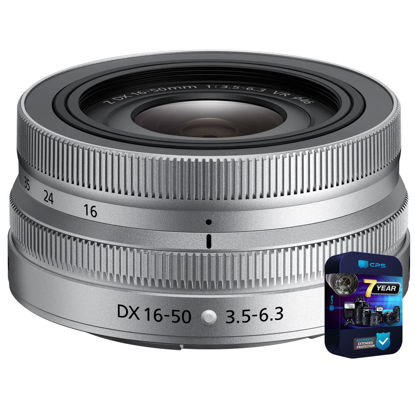 Picture of Nikon 20109 NIKKOR Z DX 16-50mm F3.5-6.3 VR Zoom Lens Silver for Z-Mount Bundle with 7 YR CPS Enhanced Protection Pack