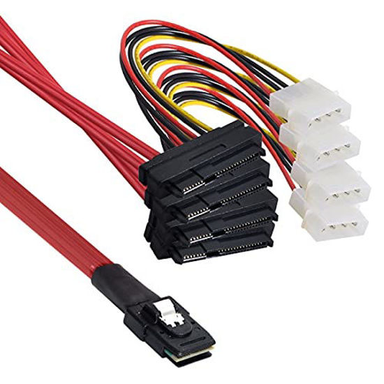 Picture of Xiwai LSI / 3Ware Molex Mini SAS SFF-8087 to SFF-8482 and Power x4 SAS Cable