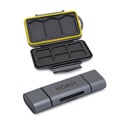 Picture of Koah PRO Rugged Memory Storage Carrying Case and 2-in-1 Aluminum Dual Slot SD Card Reader Bundle (2 Items)