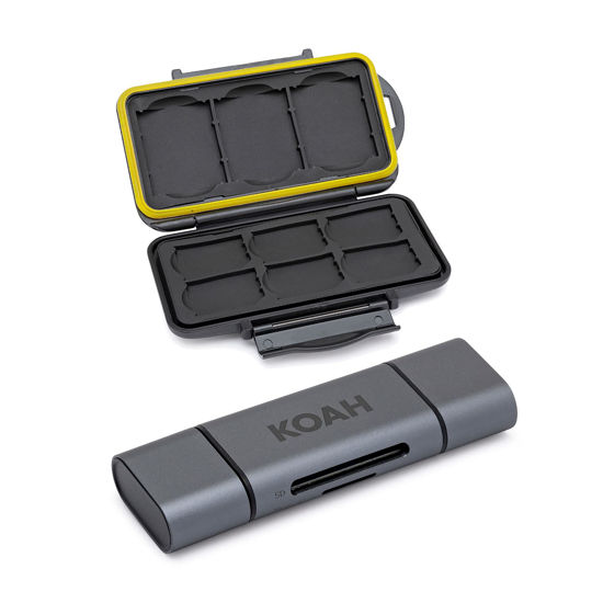 Picture of Koah PRO Rugged Memory Storage Carrying Case and 2-in-1 Aluminum Dual Slot SD Card Reader Bundle (2 Items)