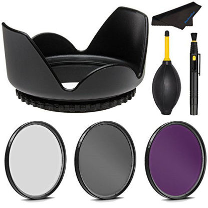 Picture of PRO 72mm Filter Kit + PRO 72 mm Tulip Lens Hood for Sony E PZ 18-105mm F4 G OSS - 72 mm Polarizing Filter, 72mm UV Filter, 72mm Florescent Filter & 72mm Flower Lens Shade Hood