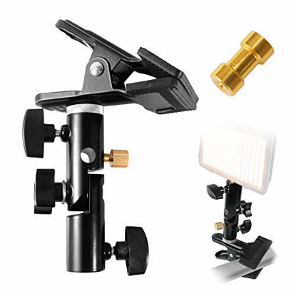 Picture of LimoStudio Reflector Stand Clamp Clip Holder Light Stand Mount Bracket with Umbrella Reflector Holder & Female Screw Adapter Thread Brass Photography Studio, AGG2962