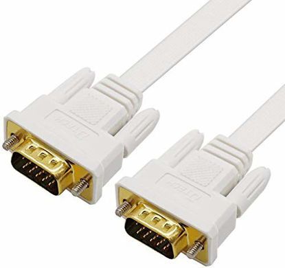 Picture of DTECH Slim Flat 33 Feet VGA Cable Male to Male Computer Monitor Cord High Resolution 1080p - White - 10m