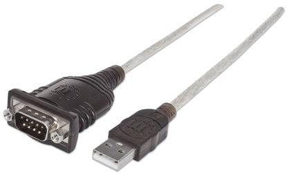 Picture of Manhattan USB to RS232 Serial Adapter Converter - Long 18 Inch Cable Cord, 24 AWG - Connects Serial Device to a USB Port, FTDI Chipset, Compatible with Window, Linux, Mac - 3 Year Mfg Warranty-205153
