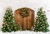 Picture of Kate 7×5ft Christmas Backdrop Photography Brick Wall Wooden Door Christmas Tree Background Decoration New Year's Happy Photography Shed Props for Party Photos Videos