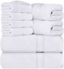 Picture of Utopia Towels White Towel Set, 2 Bath Towels, 2 Hand Towels, and 4 Washcloths, 600 GSM Ring Spun Cotton Highly Absorbent Towels for Bathroom, Shower Towel, (Pack of 8)