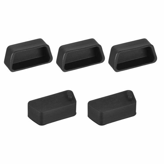 Picture of uxcell 5pcs VGA Port Silicone Protectors Cap Cover Anti Dust for DB9, RS232, 15mmx7mm Black