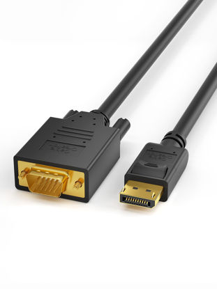 Picture of DisplayPort to VGA Cable 6ft [2-Pack], CableCreation DP to VGA Cable with Built-in IC Chip, Gold Plated Standard DP Male to VGA Male Cable Black Color