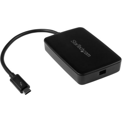 Picture of StarTech.com Thunderbolt 3 to Thunderbolt 2 Adapter - TB3 Laptop to TB2 Displays/Devices - Thunderbolt 2 20Gbps or Thunderbolt 1 10Gbps Converter - TB3 Certified - Black - Windows/Mac (TBT3TBTADAP)