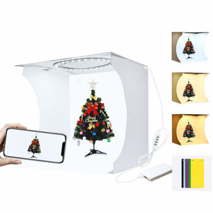 Picture of PULUZ 9.1" Photo Studio Light Box，Folding Portable Light Photo Lighting Studio Shooting Tent Box Kit with Ring LED Panel and 6 Colors Backdrops for Jewellery and Small Items