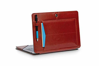 Picture of Bluebonnet Leather MacBook 13? Pro & Air Case - 2016 2017 2018 2019 Release for A1932 A1706 A1708 A1989 A2159 A2179 with Exterior Pocket, Pen Holder, Magnetic Clasp Closure and Kickstand (Brown)