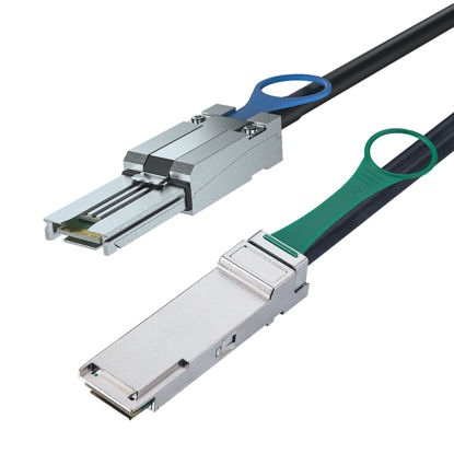 Picture of QSFP(SFF-8436) to MiniSAS(SFF-8088) DDR Hybrid SAS Cable, Up to 10 Gbps, 100-Ohm, 2-Meter(6.5ft), ipolex