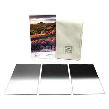 Picture of Lee Filters 4x6 (100x150mm) Neutral Denisty soft edge grad set includes 0.3, 0.6 and 0.9 soft edge grad filters and triple filter wrap