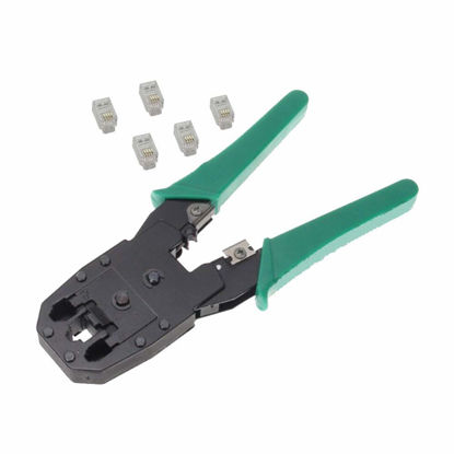 Picture of RJ22 (MP04M-SM) Crimp Tool with 5 Telephone Handset Cord Replacement connectors