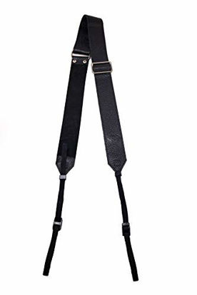 Picture of TETHER Black Leather Overlap Strap. Two in one Highly Adjustable Leather Camera Strap for DSLR/SLR/Mirrorless Cameras Strap for Nikon, Canon, Olympus, Fujifilm. (Black)