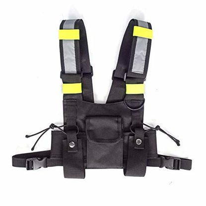 Picture of Radio Chest Harness, Universal Radio Carry Case, Tractical Front Pack Pouch Holster Vest Rig Chest Bag Holder for Two Way Radio Walkie Talkie, Rescue Essential for Men Women Hiking Camping