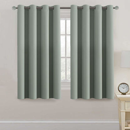 Picture of Light Blocking Curtain for Bedroom / Living Room, Energy Efficient Thermal Insulated Grommet Window Panel Blackout Curtains for Bedroom/Living Room, Light Sage, 52 by 63 inch Long, One Panel