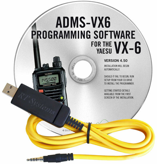 Picture of RT Systems Original ADMS-VX6 USB Programming Software (Version 5.00) with USB-57B USB to Extended 4-Conductor Plug Cable for The VX-6R