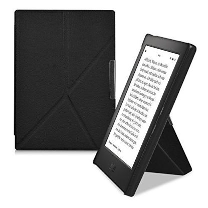 Picture of kwmobile Origami Case Compatible with Kobo Aura H2O Edition 1 - Case Ultra Slim Fit PU Leather Cover with Stand - Black