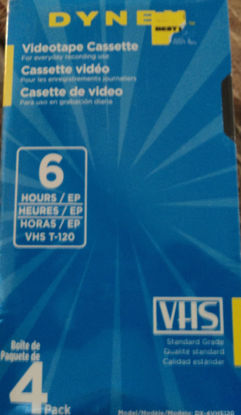 Picture of Dynex VHS Videotape Cassette 4 Pack 6 hours T-120