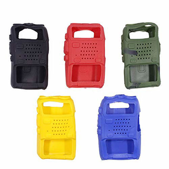 Picture of BAOFENG 5 Color/Pack Handheld Soft Rubber Case Portable Silicone Cover Shell UV-5X3 UV-F8HP UV-5R Series Two Way Radios (Black,red,Blue,Yellow,Camouflage)