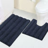 Picture of Chenille Bathroom Rugs Set Non-Slip Bath Mats for Bathroom Super Absorbent Shaggy Rugs for Tub Shower Toilet Soft Plush Bath Rug Plus U Shaped Contour Rug (Standard: 20" x 32" and 20" x 20" U), Navy