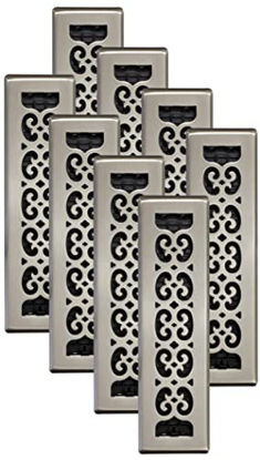 Picture of Decor Grates SPH212-NKL-8 Scroll Floor Register, 2x12 Inches, Brushed Nickel, 8 Pack