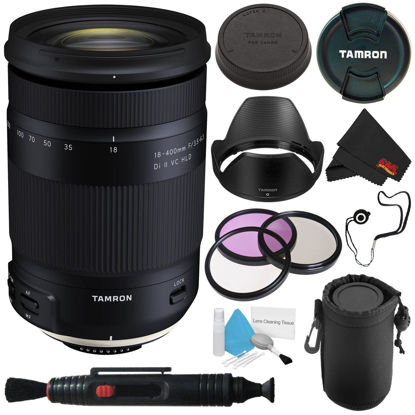 Picture of Tamron 18-400mm f/3.5-6.3 Di II VC HLD Lens Canon EF (International Model) + 72mm 3 Piece Filter Kit + Deluxe Lens Pouch + Deluxe Cleaning Kit + Lens Cap Keeper + Lens Pen Cleaner Bundle