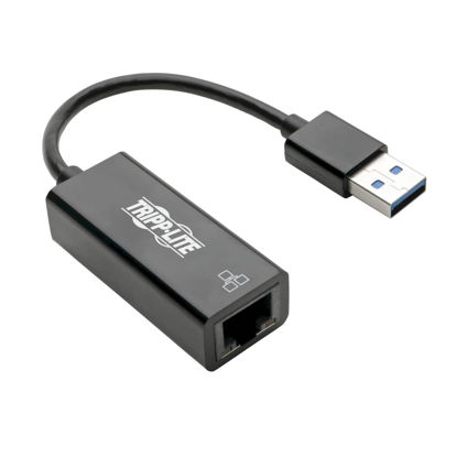 Picture of Tripp Lite USB 3.0 SuperSpeed to Gigabit Ethernet NIC Network Adapter 10/100/1000 Mbps(U336-000-R), Black