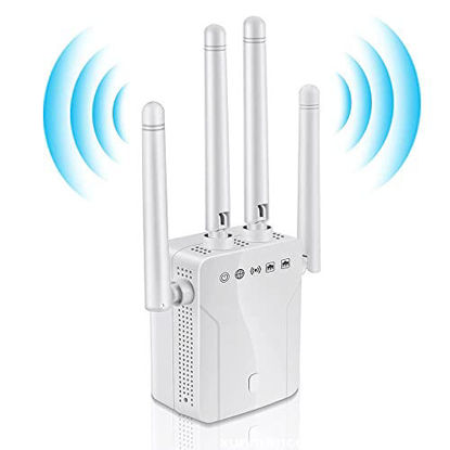 Picture of Best WiFi Extender Up to 1200Mbps Repeater,Covers Up to 4000 Sq.ft and 35 Devices,4 Antennas Coverage Dual Band 2.4G and 5G Range Extender,Booster to Extend Range of WiFi Internet Connection